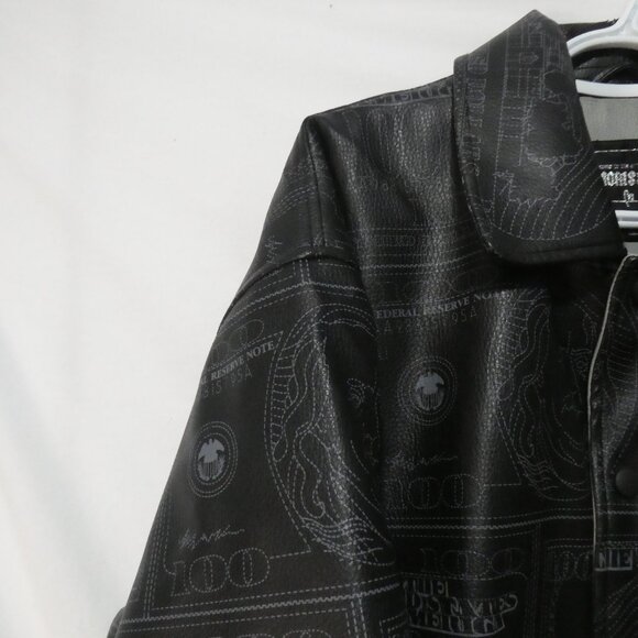 MORISSEY | xl - extra large | Faux Leather Printed Jacket | Striped Cuffs - Picture 3 of 16